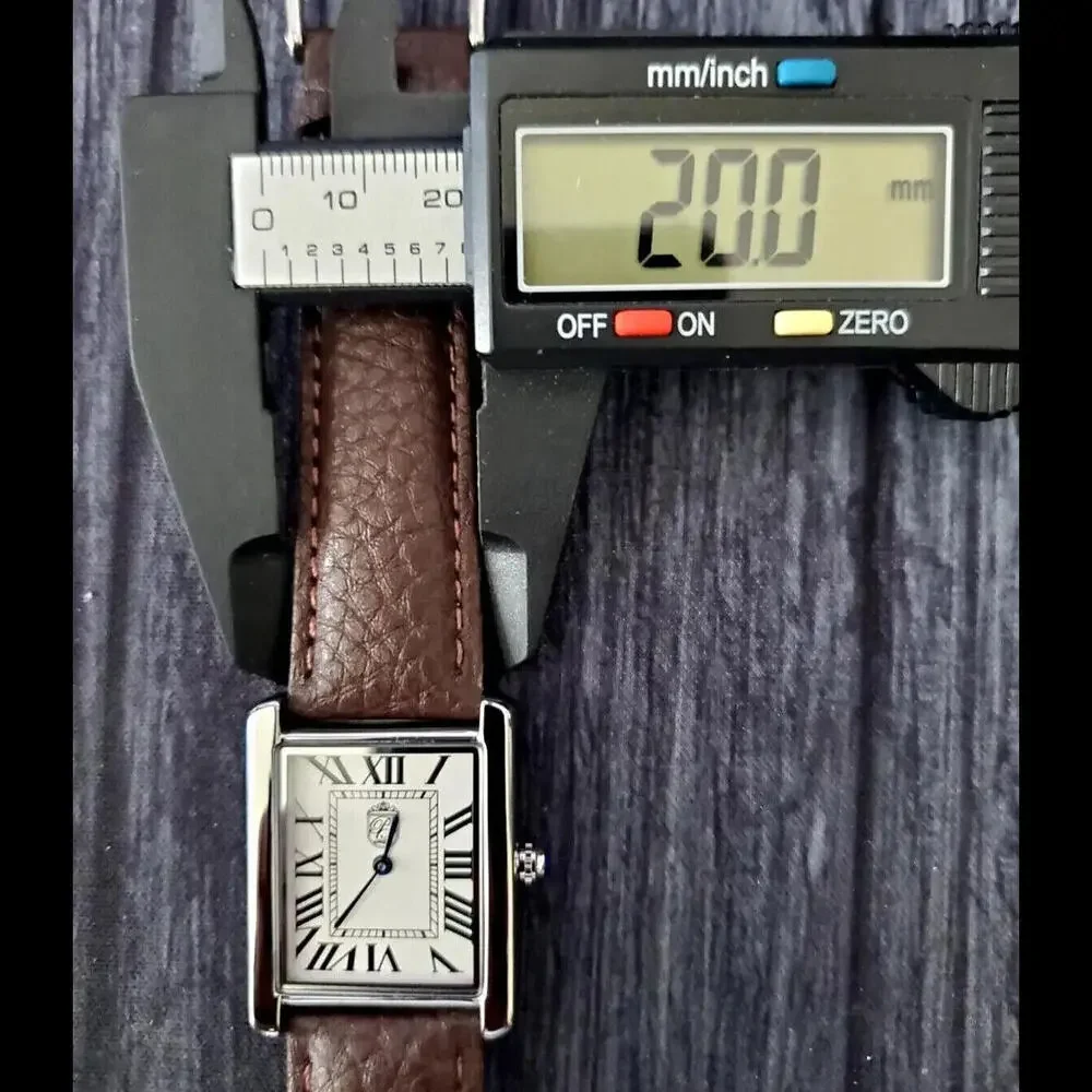 Mens Pierre Lucerne Brown Leather White Dial Tank Watch‎